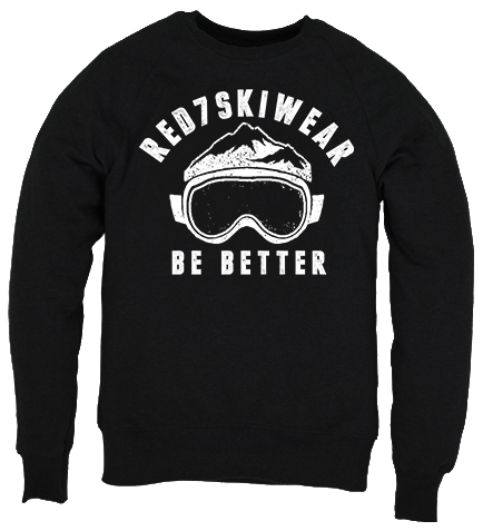 Black Ski sweatshirt - Red7SkiWear Eco Friendly Organic Cotton Clothing