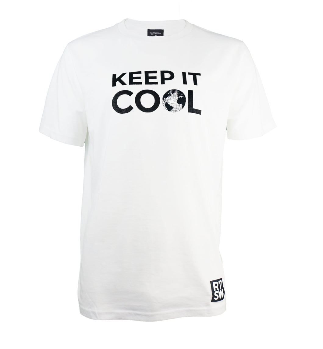 R7SW 'KEEP IT COOL' WHITE CLIMATE CHANGE AWARENESS T-SHIRT