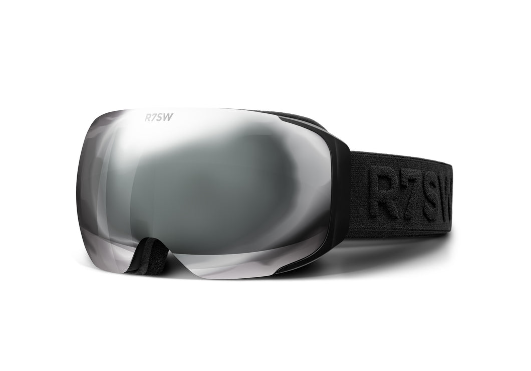 R7SW recycled plastic snow goggles with silver mirrored lenses