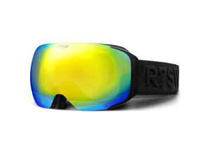 Frameless goggles made from recycled plastic, with magnetic yellow lens