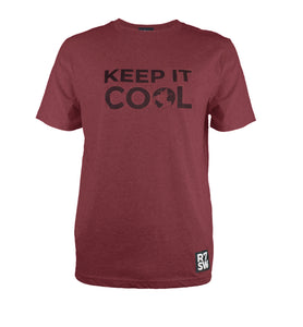 BURGUNDY 'KEEP IT COOL' CLIMATE CHANGE AWARENESS T-SHIRT - R7SW